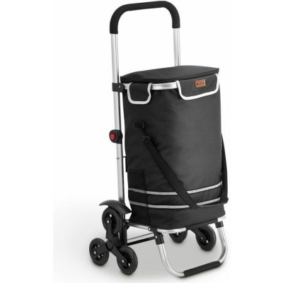 Nákupní vozík 3 v 1 na schody - objem 56 l, černý – Zboží Dáma