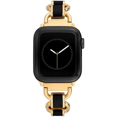 Anne Klein Řemínek černý smalt pro Apple Watch 42mm/44mm/45mm/ 49mm zlatý WK/1021BKGP – Zboží Mobilmania