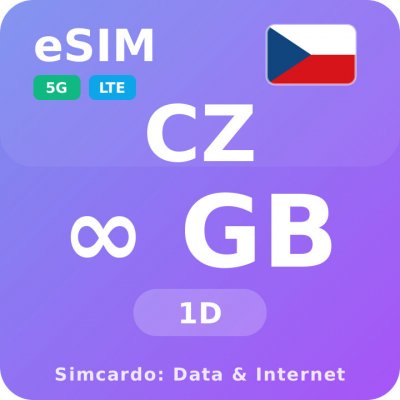 Česká republika Neomezený Mobilní Internet - eSIM 1 dní datová SIM karta (esims_ULE_1D_CZ_V2) – Zboží Živě