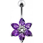 Šperky4U stříbrný piercing do pupíku kytička BP01030-A – Zboží Dáma
