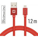 Swissten 71524206 USB 2.0 typ A na Lightning, USB 2.0, zástrčka A - zástrčka Lightning, MFi, opletený, 1,2m, červený – Sleviste.cz