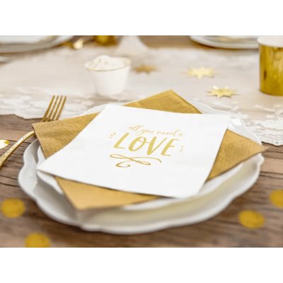 PartyDeco ubrousky All you need is love BÍLÉ 33x33cm – Sleviste.cz