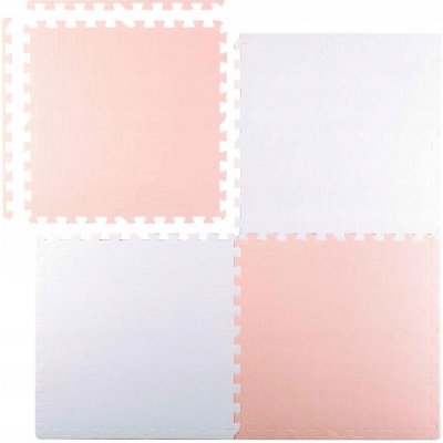 Ricokids VELKÁ PĚNOVÁ PODLOŽKA PĚNOVÉ PUZZLE 60x60 cm 4 ks BÍLO-RŮŽOVÁ – Zboží Dáma