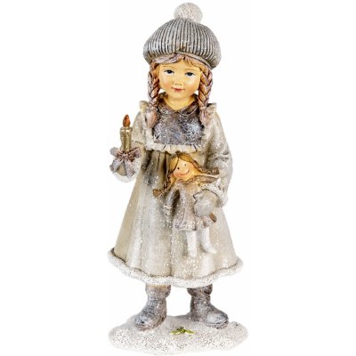 Dekorativní soška dítěte s panenkou a svíčkou 8*7*19 cm