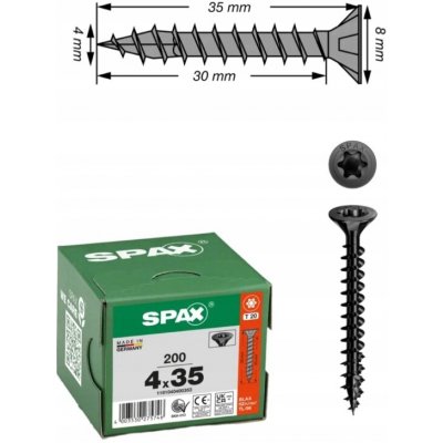 Šrouby do dřeva Spax 4 x 35 mm, 200 ks – Hledejceny.cz