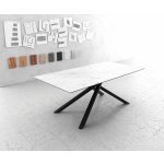 DELIFE Jídelní stůl Edge 200x100 cm Laminam® keramika bílá křížová podnož černá – Zboží Mobilmania