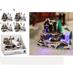 Vánoční LED pohyblivá scenérie C, 24 cm - Santa na saních, dům – Hledejceny.cz