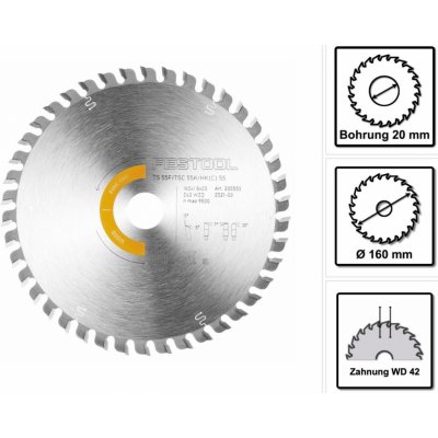Festool HW 160x1,8x20 WD42 Pilový kotouč s jemnými zuby 205553 – Hledejceny.cz