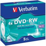 Verbatim DVD-RW 4,7GB 4x, jewel, 5ks (43285) – Zbozi.Blesk.cz