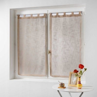 Douceur d`Interieur Kuchyňské závěsy do interiéru, krátké, HALTONA, 60 x 160 cm, hnědé, 2 kusy – Hledejceny.cz