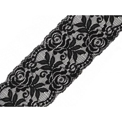 Elastická krajka / vsadka šíře 80-100 mm Varianta: 3 (100 mm) černá, Balení: 1 m – Zboží Mobilmania