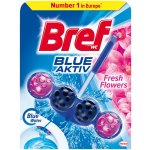 Bref Blue Aktiv Fresh Flowers WC blok pro hygienickou čistotu a svěžest Vaší toalety, obarvuje vodu do modrého odstínu 50 g
