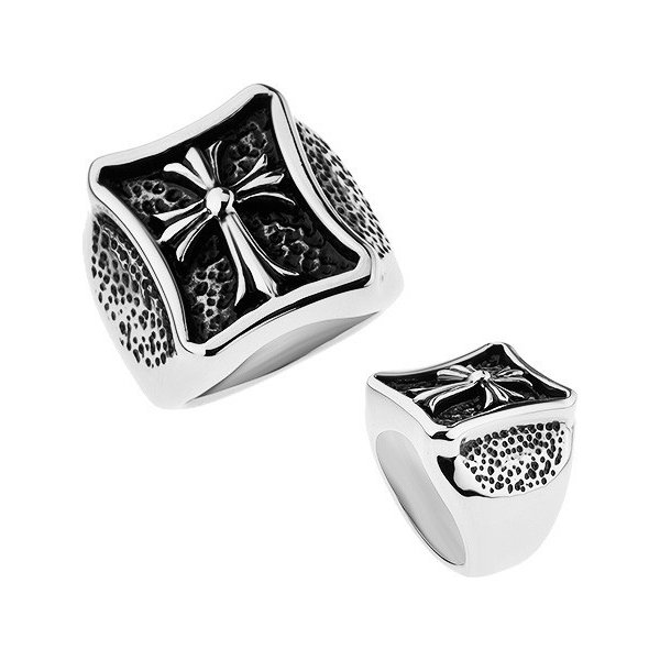 Šperky eshop prsten stříbrné chirurgická ocel lesklý kříž s rozdělenými  cípy Z40.20 od 267 Kč - Heureka.cz