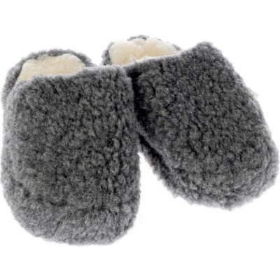 BabičkaOvečková cz Big Foot barefoot pantofle z ovčí vlny merino zajímavě tmavě šedá – Zboží Dáma