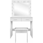 Aga Toaletní stolek se zrcadlem a osvětlením + taburet MRDT11-MW Matný bílý – Zboží Dáma