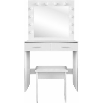 Aga Toaletní stolek se zrcadlem a osvětlením + taburet MRDT11-MW Matný bílý