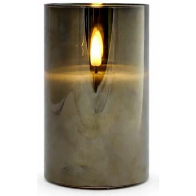 DECOLED LED svíčka ve skle na baterie, 7,5 × 12,5 cm, šedá – Sleviste.cz