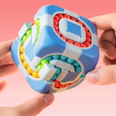 4Leaders Hlavolam s kuličkami ve tvaru kostky světle modrý 7,2×7,2×7,2 cm – Hledejceny.cz