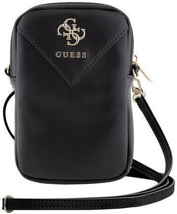 Guess PU 4G Metal Logo Phone Bag Zipper, černé