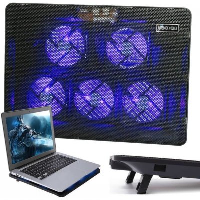 Chladicí LED podložka pod notebook 12-17", 5 ventilátorů, USB HUB – Zboží Mobilmania