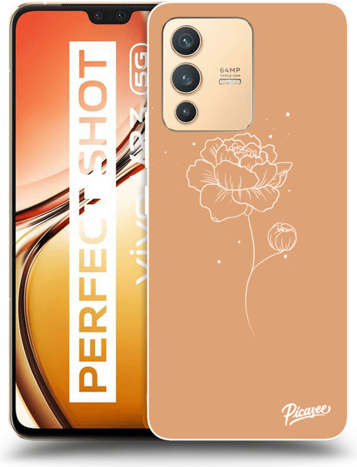 Pouzdro Picasee silikonové Vivo V23 5G - Peonies černé