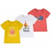 Dětské tričko lupilu dívčí triko 3 kusy bílá/žlutá/korálová