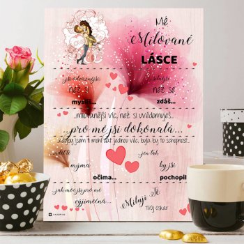 INSPIO Cedulka Dárek na Valentýna - Vyznání lásky pro vaši přítelkyni - tabulka na stěnu