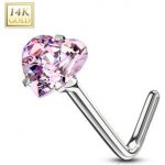 Šperky4U zlatý piercing do nosu růžový zirkon ZL01192P-WG – Hledejceny.cz