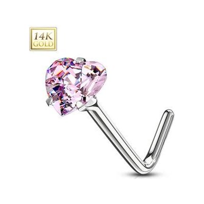 Šperky4U zlatý piercing do nosu růžový zirkon ZL01192P-WG – Zboží Mobilmania