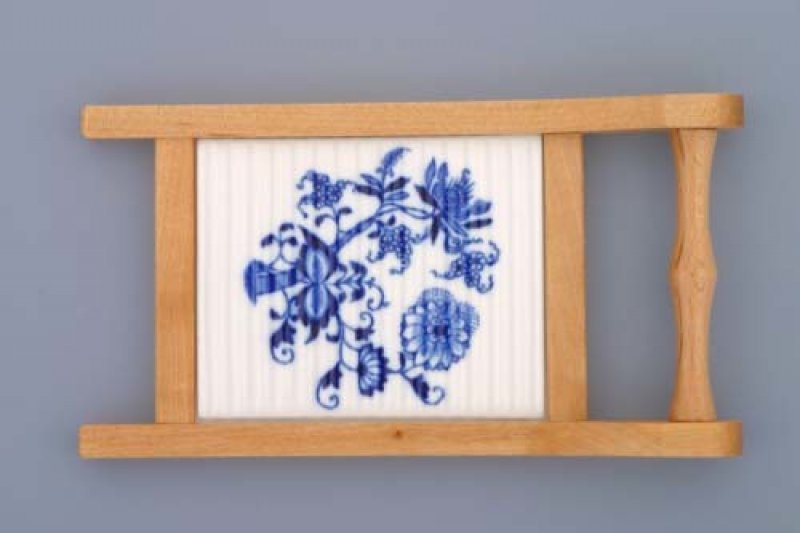 Cibulák valcha mini s dřevěným rámečkem 20 cm originální cibulákový  porcelán Dubí, cibulový vzor, (10313) – Zboží Dáma