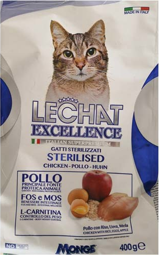 Monge Lechat Excellence STERILIZED Chicken 35/11 superprémiové krmivo pro kočky 400 g