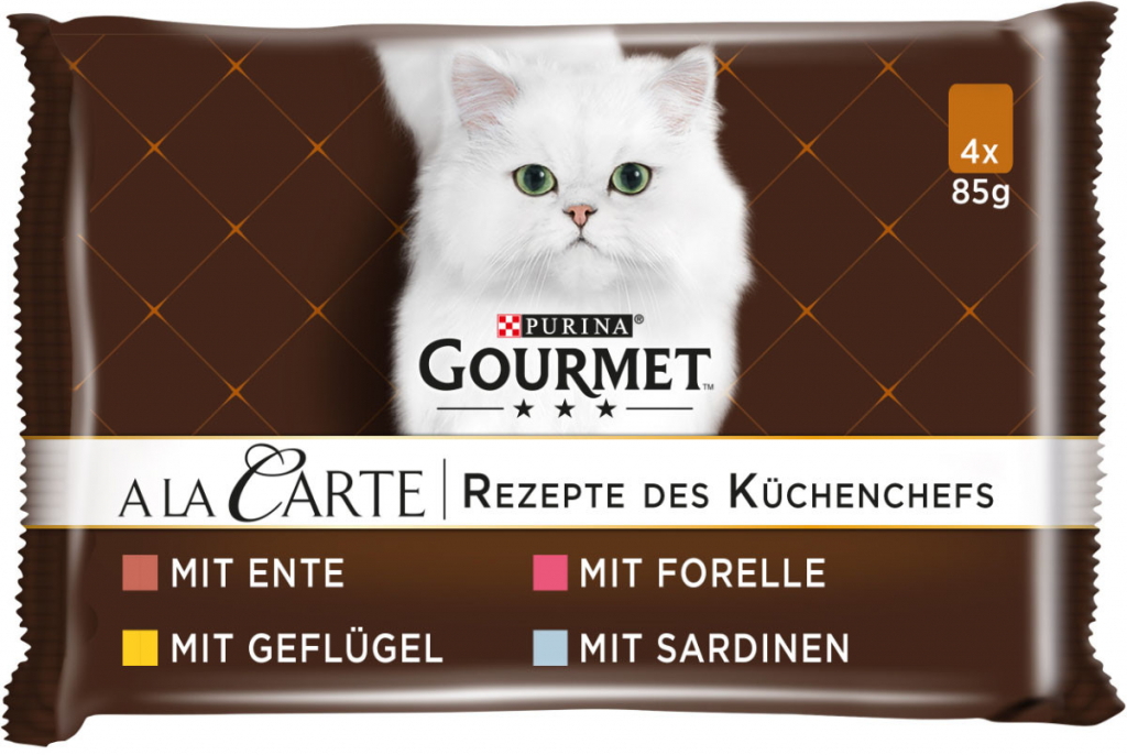 Gourmet A la Carte kachní drůbeží sardinky pstruh 4 x 85 g