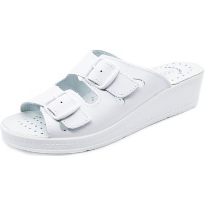 Zdravotní pantofle 703 dvoupáskové bílé – Zboží Mobilmania