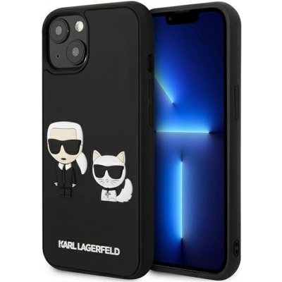 Pouzdro Karl Lagerfeld hard silikonové iPhone 13 Mini černé Karl & Choupette Ikonik 3D – Zboží Mobilmania