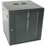 XtendLan WS-18U-66-BL-U-P Rozvaděč, 19", na stěnu, jednodílný, výška 18U, 600 x 600, skleněné dveře, kouřové sklo, rozložený, nosnost 60kg, černý WS-18U-66-BL-U-P – Zboží Živě