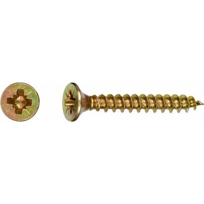 Uni vrut se zápustnou hlavou PZ2 plný závit žlutě pozink. 3,5x30 mm, 200 ks – Hledejceny.cz