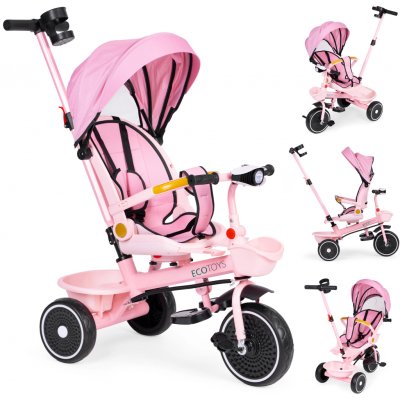 ECOTOYS 2v1 s otočným sedadlem a skládací střechou růžová – Zboží Mobilmania