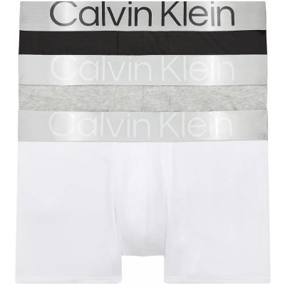 Calvin Klein pánské trenky 3 Pack Trunks Steel Cotton 000NB3130AMPI černá/bílá/šedá – Zboží Mobilmania