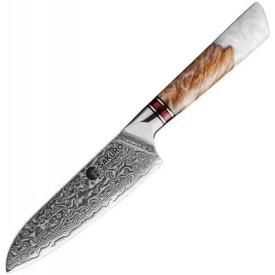 Santoku SaKuRo nůž z damaškové oceli White Resin 12,7 cm – Zboží Dáma