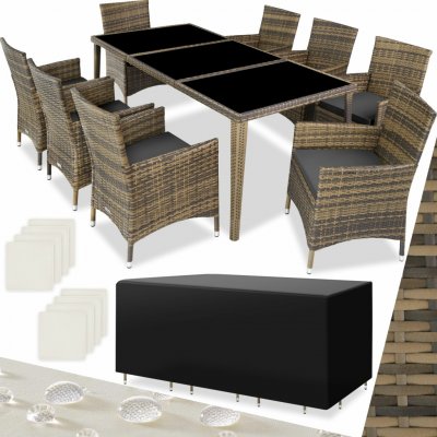 tectake 403753 zahradní ratanový nábytek monaco 8+1 vč. plachty přírodní – Hledejceny.cz