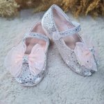 Dívčí boty střevíčky brokátové elegantní růžové – Zboží Dáma