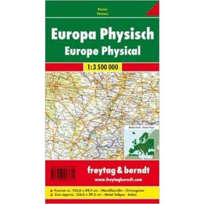 nástěnná mapa Evropa - 1:3,5 mil., fyz., lišta, 120x85 cm