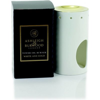 Ashleigh & Burwood Aroma lampa TOWER na vonný olej bílo-zlatá glazovaná keramika – Zboží Dáma