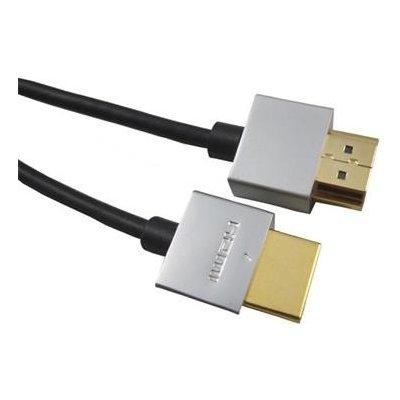 PremiumCord Slim HDMI High Speed + Ethernet kabel, zlacené konektory, 2m ; kphdmes2