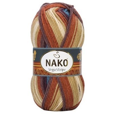Nako Pletací příze Nako Vega Stripe 82420 - hnědá – Sleviste.cz