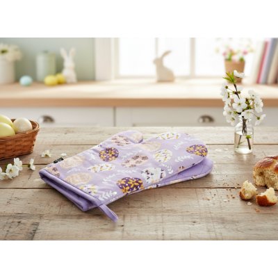 Kuchyňské bavlněné rukavice - chňapky FESTIVE EGGS fialová 100% bavlna 19x30 cm – Hledejceny.cz