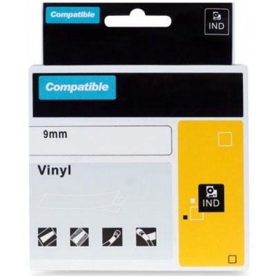 PRINTLINE kompatibilní páska s DYMO 18443, 9mm, 5.5m, černý tisk/bílý podkl.,RHINO vinyl. PLTD46 – Zboží Mobilmania