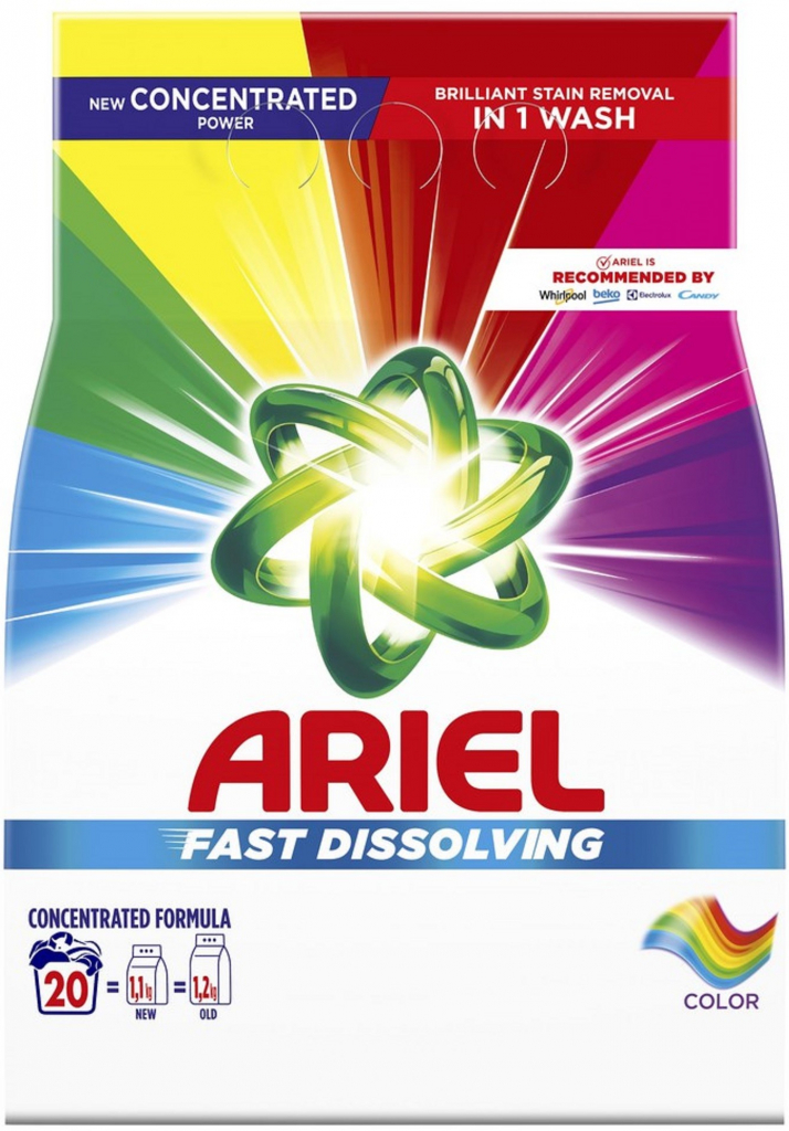 Ariel Fast Dissolving Color prací prášek na barevné prádlo 20 PD 1,1 kg