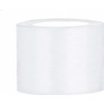PartyDeco Stuha saténová bílá 50 mm x 25 m - bílé saténové široké dekorační stuhy 5 cm x 25 m na mašle, šerpy, svatební dekorace – Zboží Mobilmania