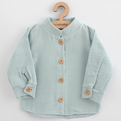 Kojenecká mušelínová košile New Baby Soft dress mátová – Zboží Mobilmania